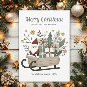 Cartão De Festividades Papais noeis Sleigh Vintage Earth Tones Boho Natal