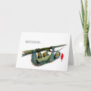 Cartão De Festividades Papais noeis Sloth: Feliz Natal Atrasado!