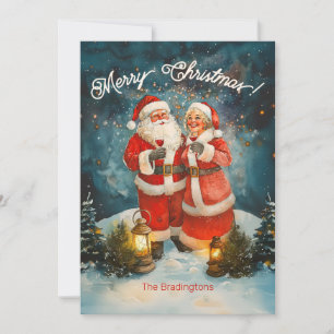 Cartão De Festividades Papais noeis Sra. Claus Feliz Natal