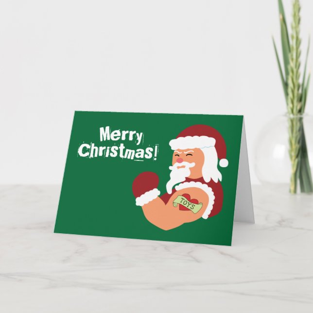 Cartão De Festividades Papais noeis tatuados (Frente)