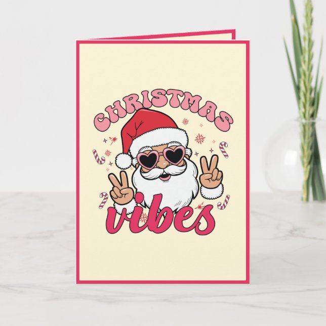 Cartão De Festividades Papais noeis "Vibes de Natal" com retrato personal (Frente)