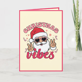Cartão De Festividades Papais noeis "Vibes de Natal" com retrato personal