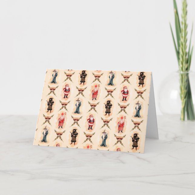 Cartão De Festividades Papais noeis Vintage (Frente)