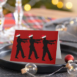 Cartão De Festividades Papais noeis Zombie engraçados Vermelho de Natal<br><div class="desc">Zumbis em chapéus de Papai Noel vermelho andando na fila com braços de morto ou esticados na frente deles. Um cartão de feriado engraçado para um fã de horror neste Natal.</div>