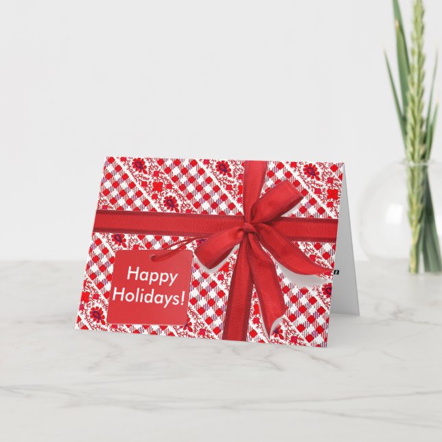 Cartão De Festividades Papel de empacotamento vermelho (Frente)