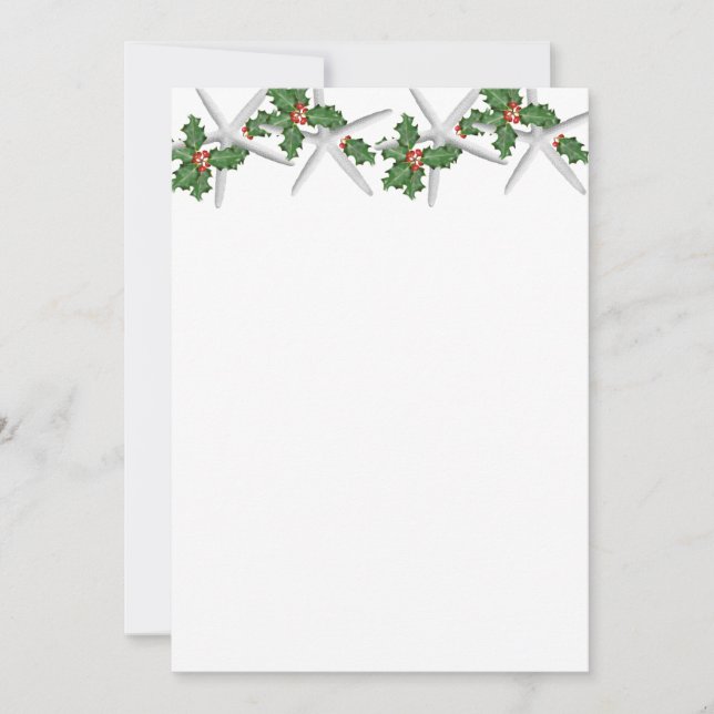 Cartão De Festividades Papel de Natal Tropical Branco Estrela do Mar (Frente)