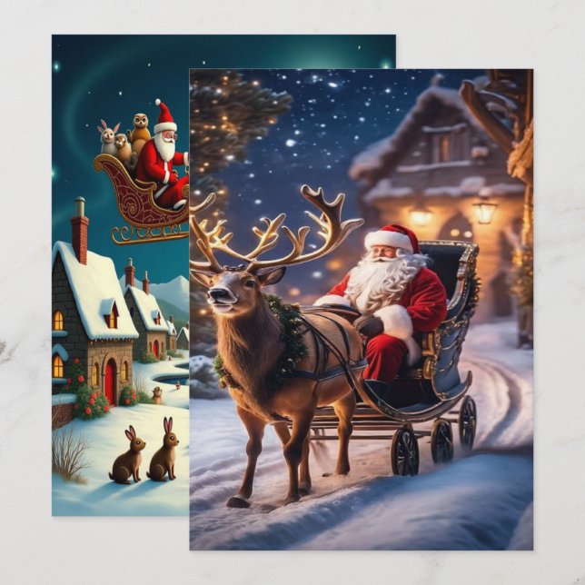 Cartão De Festividades Papel de Parede Encantador da Vila de Inverno de N (Frente/Verso)