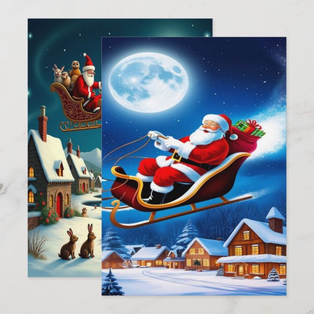 Cartão De Festividades Papel de Parede Encantador da Vila de Inverno de N (Frente/Verso)