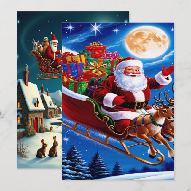 Cartão De Festividades Papel de Parede Encantador da Vila de Inverno de N (Frente/Verso)