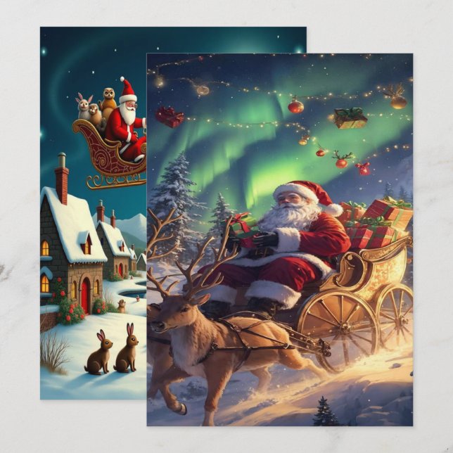 Cartão De Festividades Papel de Parede Encantador da Vila de Inverno de N (Frente/Verso)