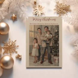 Cartão De Festividades Papel Kraft Feliz Natal Foto da Família