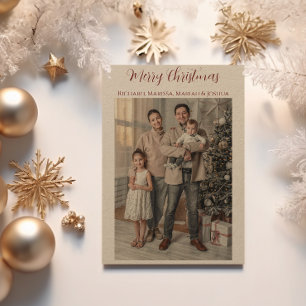 Cartão De Festividades Papel Kraft Feliz Natal Foto da Família