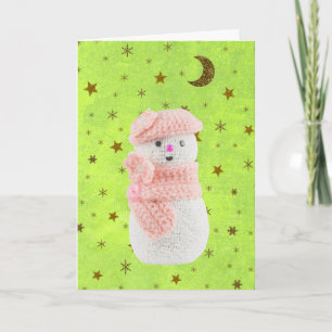 Cartão De Festividades Papel verde abstrato com estrelas douradas, mulher