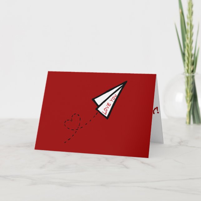 Cartão De Festividades Paper Airplane Love Letter Valentine's Day (Frente)