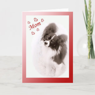 Cartão De Festividades Papillon Dog Valentine for Mom