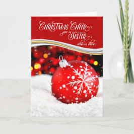 Cartão De Festividades para a Irmã Natal Cheer Red Snowflake Ornament