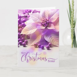 Cartão De Festividades para a Lavanda de Natal da Irmã Purple Poinsetta