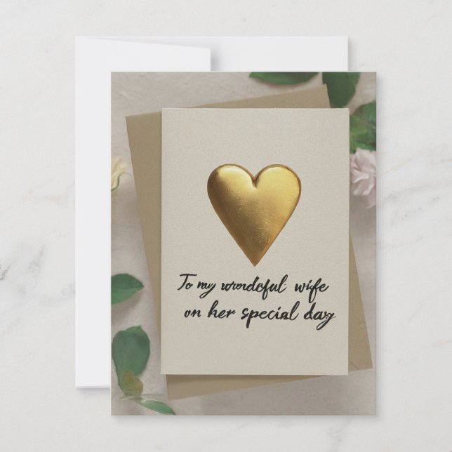 Cartão De Festividades "Para a minha maravilhosa esposa no seu dia especi (Frente)