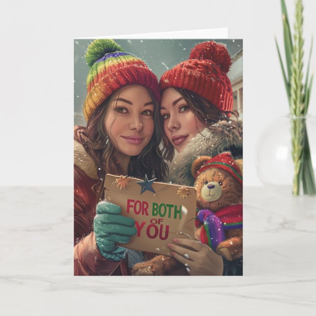 Cartão De Festividades Para ambas as Arte Digital de Natal LGBTQ (Frente)