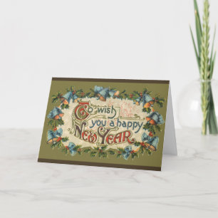 Cartão De Festividades Para Desejar Um Feliz ano novo, Vintage Victorian