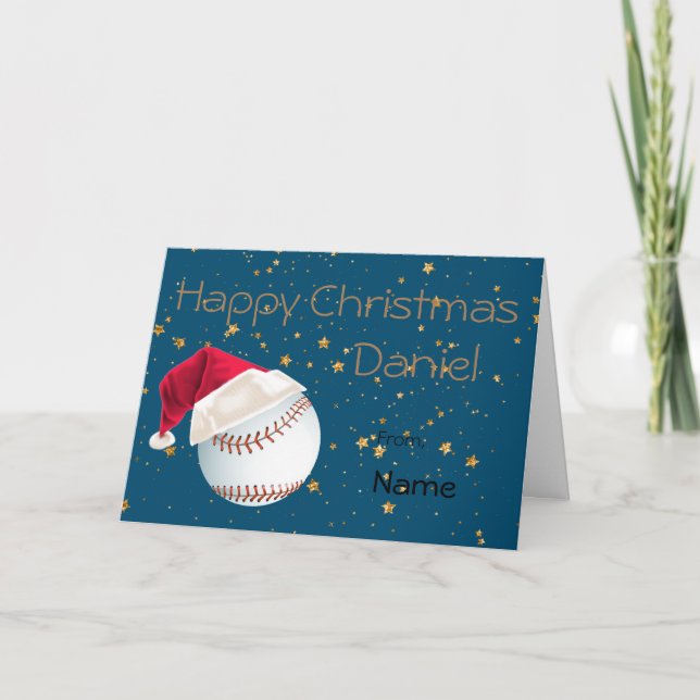 Cartão De Festividades Para Ele, Natal De Baseball Sports Personalizado (Frente)