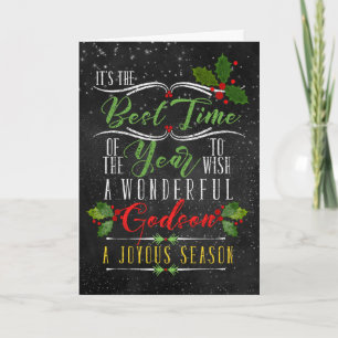 Cartão De Festividades para Godson Best Time of Year Christmas Chalk