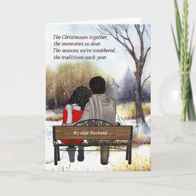 Cartão De Festividades para marido jovem casal afro-americano (Frente)