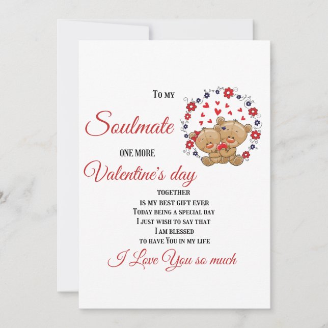 Cartão De Festividades Para minha alma gêmea, mais um Dia dos Namorados j (Frente)