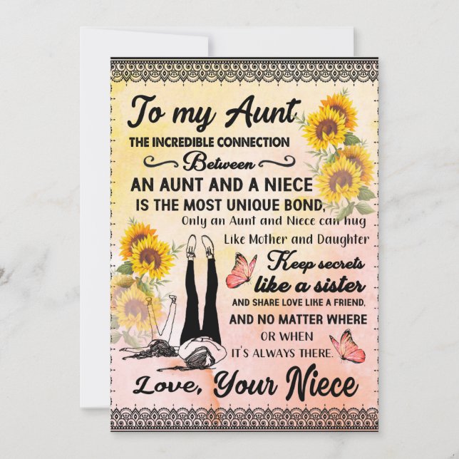 Cartão De Festividades Para Minha Tia Dom, Presente De Girassol Da sobrin (Frente)