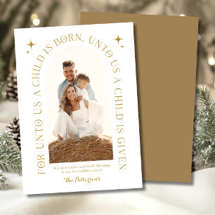 Cartão De Festividades Para Nós Um Filho Nos É Dado Foto da Família Natal