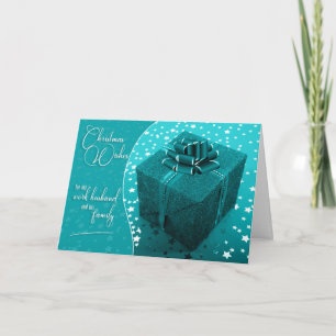 Cartão De Festividades Para o trabalho Marido Turquoise Blue Christmas
