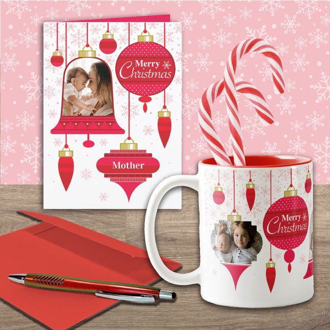 Cartão De Festividades Para Ornamentos de Retro Vermelho de Fotografia Pe (Criador carregado)