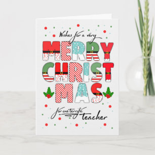 Cartão De Festividades para Professor Feliz Natal Letreiro Decorado