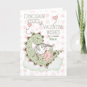 Cartão De Festividades para Sobrinha Beijos de Dinossauro Stegosaurus Dia