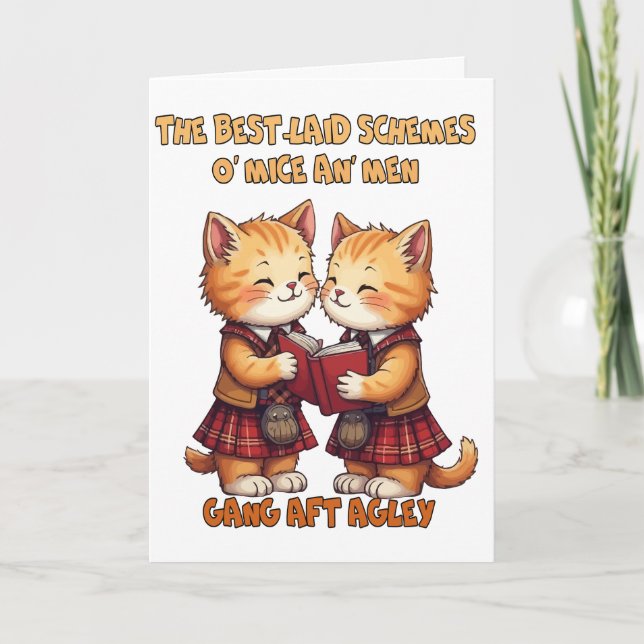 Cartão De Festividades Para Um Rato Laranja Gatos Que Recitam Queimaduras (Frente)