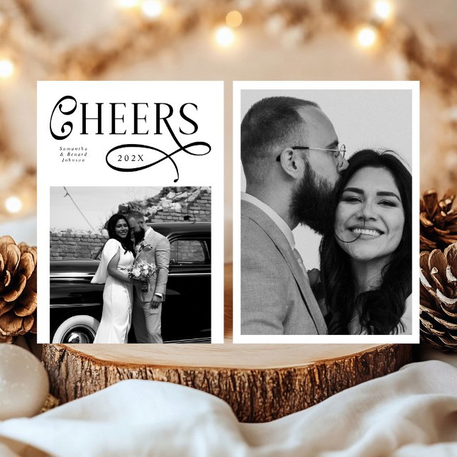 Cartão De Festividades Parabéns Ano Novo Moderno Chic Elegante 2 Foto (Criador carregado)