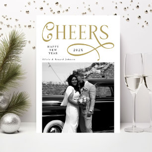 Cartão De Festividades Parabéns Feliz Ano Novo Moderno Chic 2 Fotos