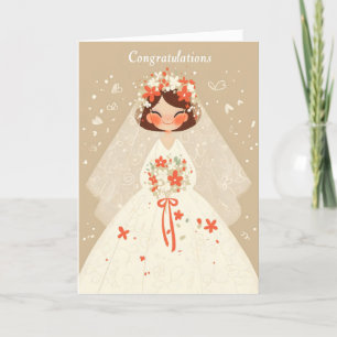 Cartão De Festividades Parabéns Feliz Casamento de Noiva