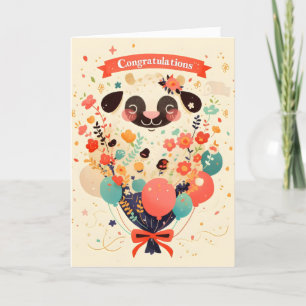 Cartão De Festividades Parabéns Flores Coloridas