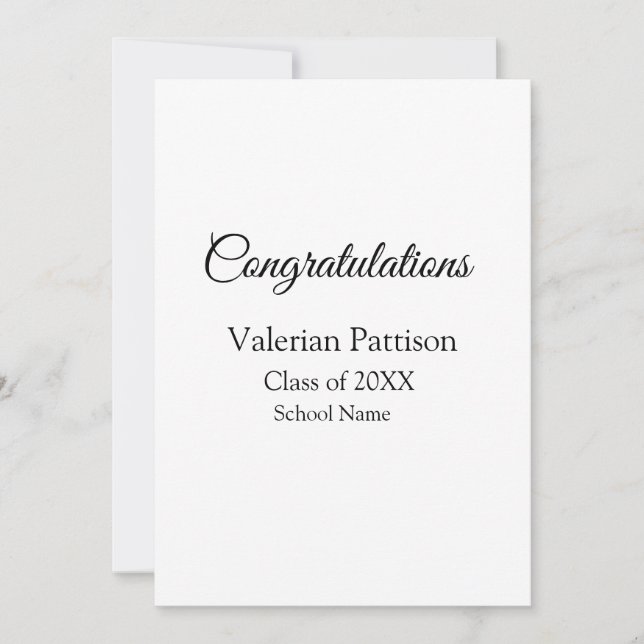 Cartão De Festividades Parabéns formando adicionar nome da escola simples (Frente)