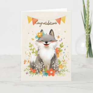 Cartão De Festividades Parabéns - Lobo Bonito