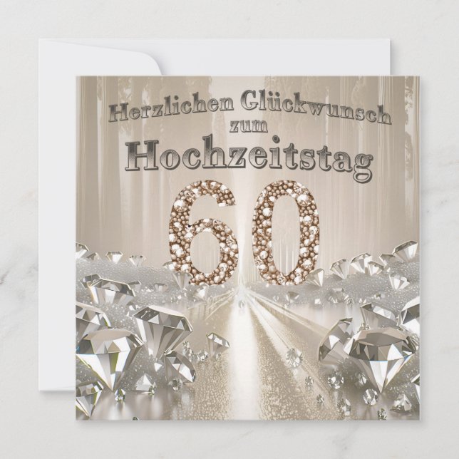 Cartão De Festividades Parabéns no 60º casamento. (Frente)