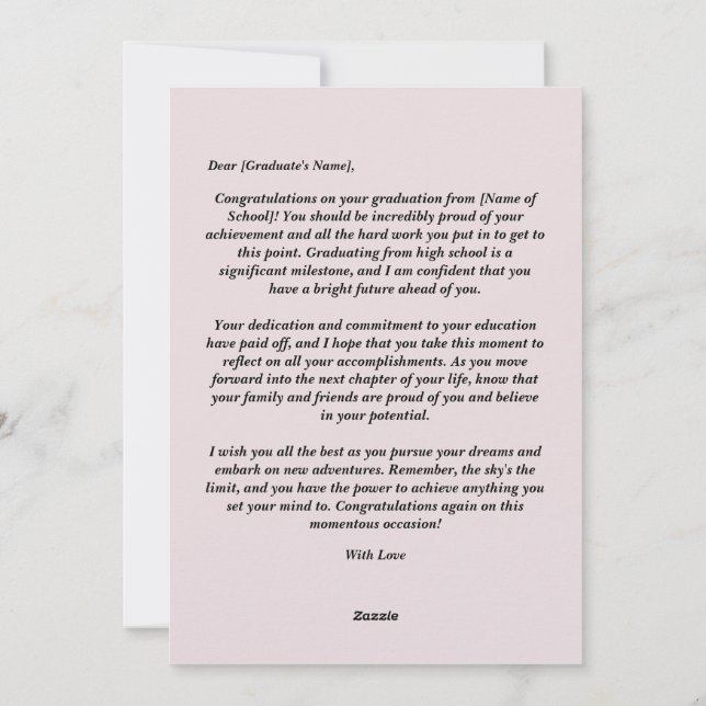 Cartão De Festividades Parabéns pela sua graduação (Verso)