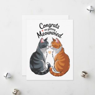 Cartão De Festividades Parabéns pelo Casamento de Amante de Gato Fofo Enc