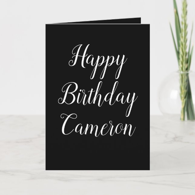 Cartão De Festividades Parabéns Preto e Branco para ele (Frente)