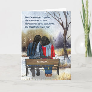 Cartão De Festividades Parceiro de Vida Casal de Lésbicas Afro-Americanas