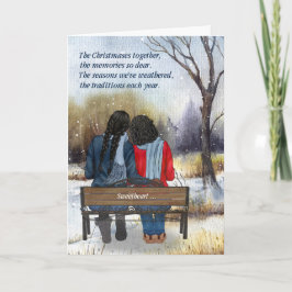 Cartão De Festividades Parceiro de Vida Casal Lesbiano Afro-Americano