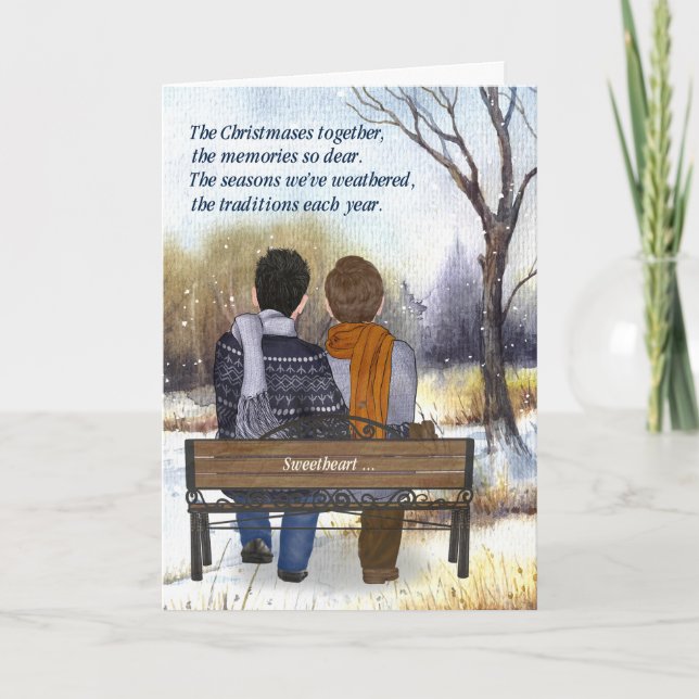 Cartão De Festividades Parceiro de Vida Natal Dois Homens Casal Gay Inver (Frente)