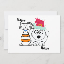 Cartão De Festividades Parceiros de Gatos e Cães Bonitinhos Personalizado