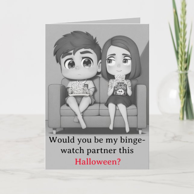 Cartão De Festividades Parceiros Retro Scary Movie-Binge Watch (Versão 2) (Frente)